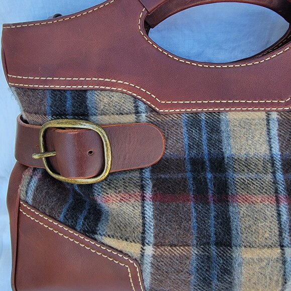 UGG unique vintage Y2K  plaid and leather satchel handbag - Picture 8 of 13